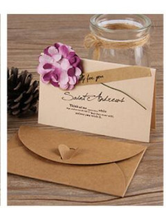 1 komplekti miniümbrik Vintage isetegemise jõupaberist kutse õnnitluskaardi sildid Kaardid Käsitsi valmistatud kuivlillega pulmapeo kingituse ümbrik