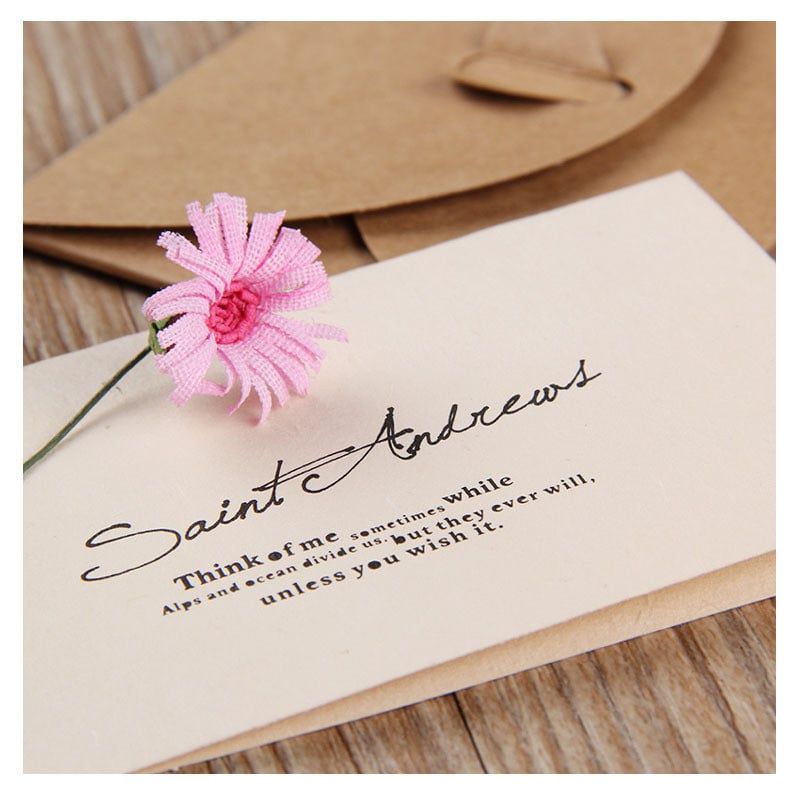 1 komplekti miniümbrik Vintage isetegemise jõupaberist kutse õnnitluskaardi sildid Kaardid Käsitsi valmistatud kuivlillega pulmapeo kingituse ümbrik