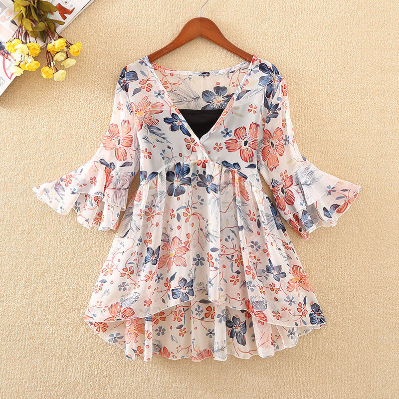 Šifon bluza Tps cvjetni kimono Boho košulja s volanima Ženske majice i bluze 2022. korejska Harajuku odjeća Camis K33