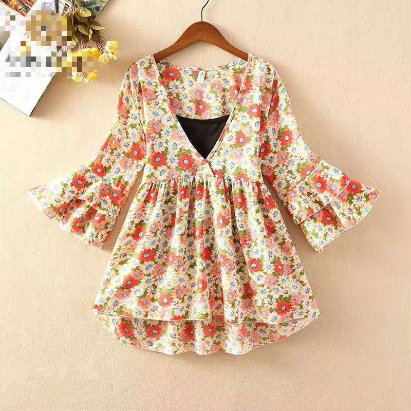 Šifon bluza Tps cvjetni kimono Boho košulja s volanima Ženske majice i bluze 2022. korejska Harajuku odjeća Camis K33