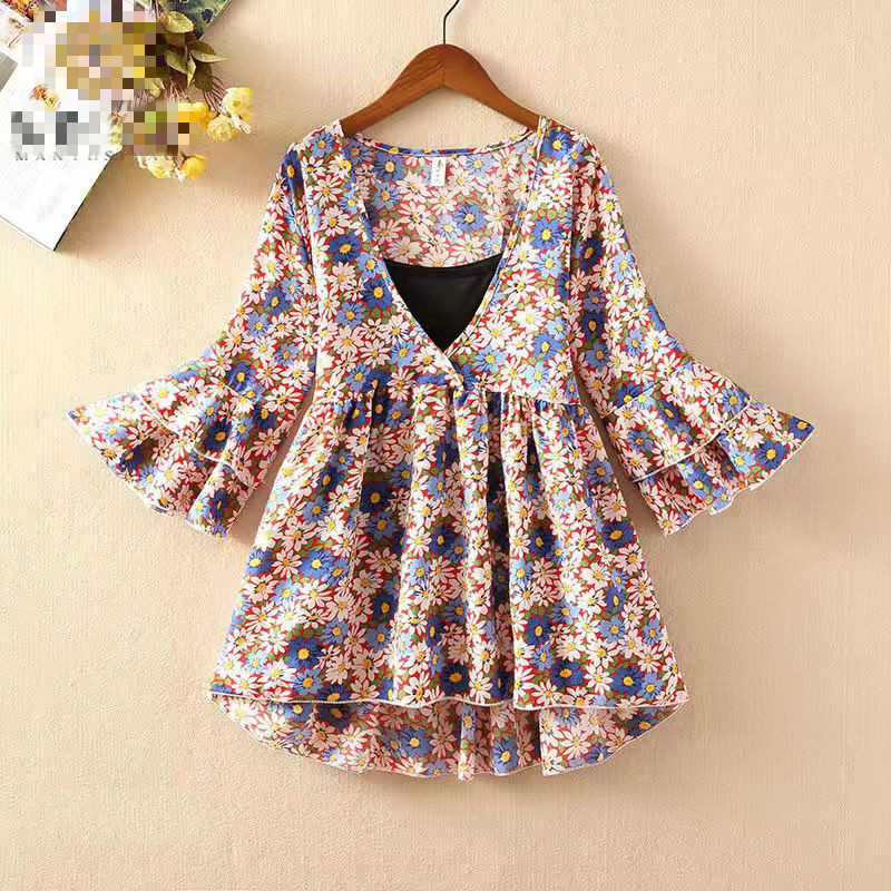 Šifon bluza Tps cvjetni kimono Boho košulja s volanima Ženske majice i bluze 2022. korejska Harajuku odjeća Camis K33