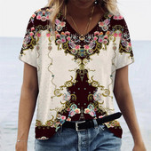 Marškinėliai su V kakleliu Moteriški vasaros laisvalaikio didelio dydžio marškinėliai, palaidi, vintažiniai moteriški marškinėliai Streetwear Y2K trumpomis rankovėmis drabužiai 5XL