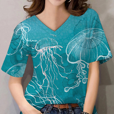 Marškinėliai su V kakleliu Moteriški vasaros laisvalaikio didelio dydžio marškinėliai, palaidi, vintažiniai moteriški marškinėliai Streetwear Y2K trumpomis rankovėmis drabužiai 5XL