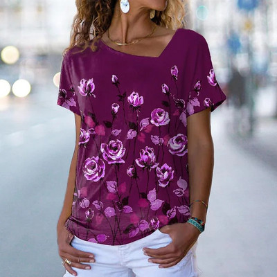 Marškinėliai su V kakleliu Moteriški vasaros laisvalaikio didelio dydžio marškinėliai, palaidi, vintažiniai moteriški marškinėliai Streetwear Y2K trumpomis rankovėmis drabužiai 5XL