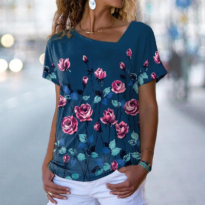 Marškinėliai su V kakleliu Moteriški vasaros laisvalaikio didelio dydžio marškinėliai, palaidi, vintažiniai moteriški marškinėliai Streetwear Y2K trumpomis rankovėmis drabužiai 5XL