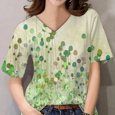 Marškinėliai su V kakleliu Moteriški vasaros laisvalaikio didelio dydžio marškinėliai, palaidi, vintažiniai moteriški marškinėliai Streetwear Y2K trumpomis rankovėmis drabužiai 5XL