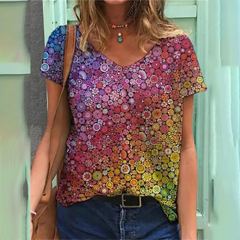 Marškinėliai su V kakleliu Moteriški vasaros laisvalaikio didelio dydžio marškinėliai, palaidi, vintažiniai moteriški marškinėliai Streetwear Y2K trumpomis rankovėmis drabužiai 5XL