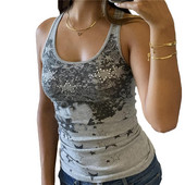 Xingqing 2000-ih Aesthetic Crop Top Ljeto Žene Grunge Fairycore Graphic Zvjezdani uzorak Majice bez rukava E Odjeća za djevojke Ulična odjeća