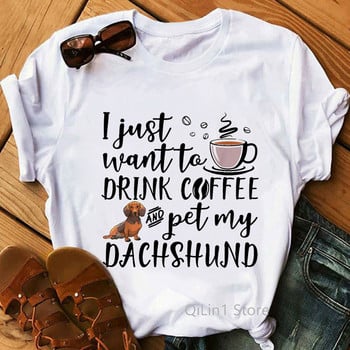 I Love My Dachshund Graphic Tees Γυναικεία Αστεία Λευκά Κοντομάνικα Γυναικεία T-shirt Lady Tshirt Dog Lover δώρο γενεθλίων Vintage