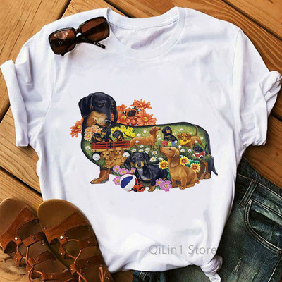I Love My Dachshund Graphic Tees Ženska smiješna bijela majica kratkih rukava Ženska majica kratkih rukava Ženska majica Dog Lover Rođendanski poklon Vintage