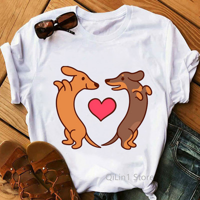 I Love My Dachshund Graphic Tees Ženska smiješna bijela majica kratkih rukava Ženska majica kratkih rukava Ženska majica Dog Lover Rođendanski poklon Vintage