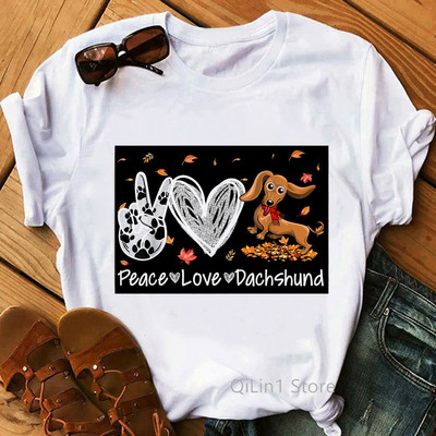I Love My Dachshund Graphic Tees Women Funny White Short Sleeve Top Female  T-Shirt Дамска тениска Dog Lover Birthday Gift Vintage 