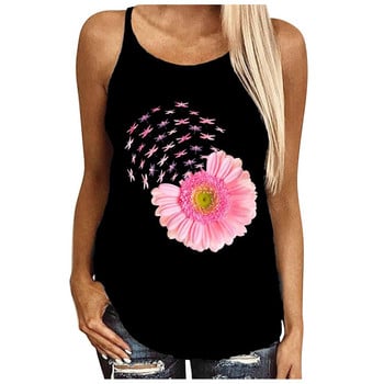 Fashion Tanks Γυναικεία Sunflower Print Αμάνικο σέξι μπλούζα γιλέκο Fashion Tank Top Καλοκαιρινά πουκάμισα Sexy αμάνικα φανελάκι