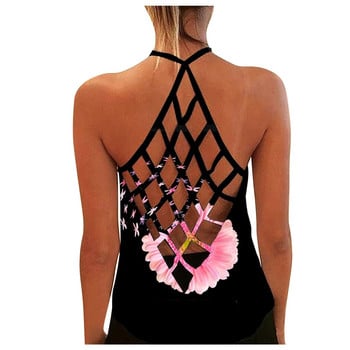 Fashion Tanks Γυναικεία Sunflower Print Αμάνικο σέξι μπλούζα γιλέκο Fashion Tank Top Καλοκαιρινά πουκάμισα Sexy αμάνικα φανελάκι