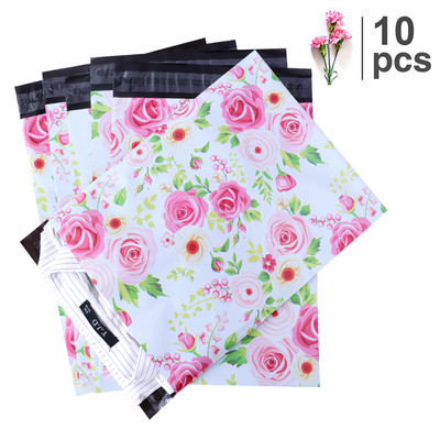 10 KOM 10x13'' Poliester s uzorkom ruža bez podstavljenih omotnica Samozavarene poštanske torbe Omotnice Kuverte za otpremu
