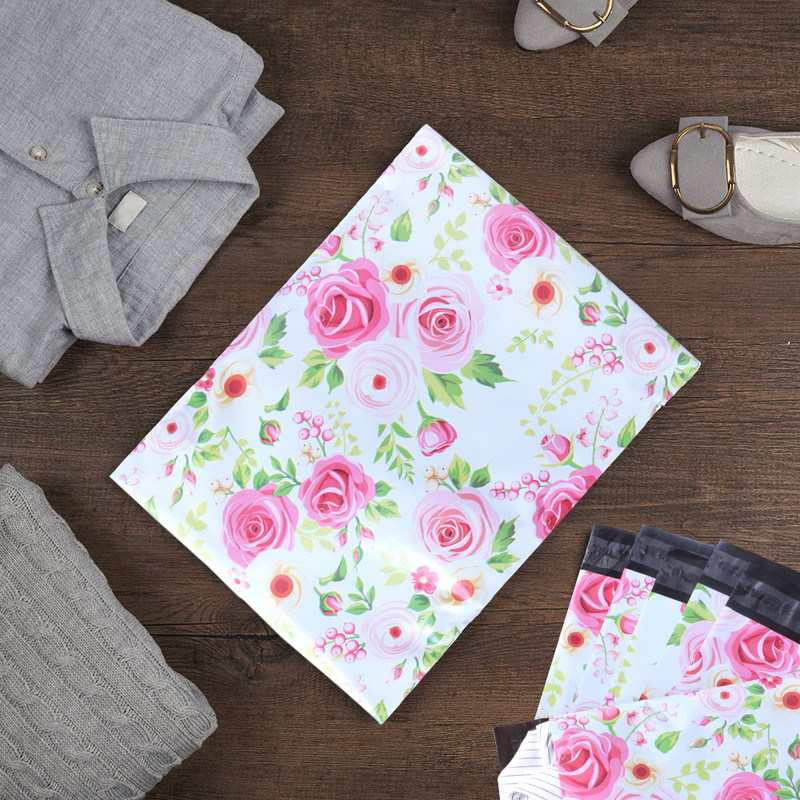10 KOM 10x13'' Poliester s uzorkom ruža bez podstavljenih omotnica Samozavarene poštanske torbe Omotnice Kuverte za otpremu