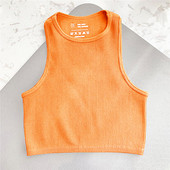 Ženske majice bez rukava Jednobojni rebrasti osnovni grudnjak Vintage skraćeni ženski sportski prsluk za spavanje bez šavova bez rukava