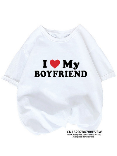 I Love My Boyfriend Grunge Ženska majica kratkih rukava Djevojačka grafička moda Harajuku 2023. Streewear Odjeća Kauzalna ženska Y2K majica