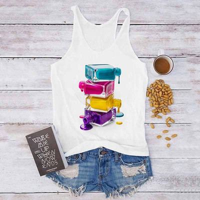 Topuri sexy de vară, Harajuku, fără mâneci, camisole, maiuri, vestă, pene, imprimeu, ocazional, tricou pentru femei, anilor '90