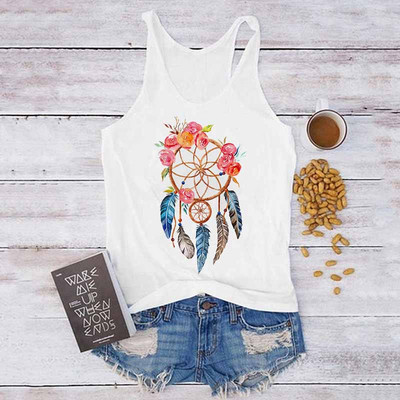 Topuri sexy de vară, Harajuku, fără mâneci, camisole, maiuri, vestă, pene, imprimeu, ocazional, tricou pentru femei, anilor '90