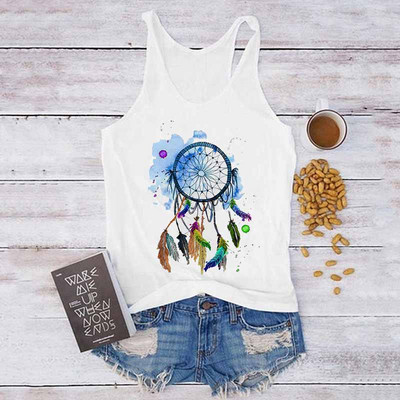 Topuri sexy de vară, Harajuku, fără mâneci, camisole, maiuri, vestă, pene, imprimeu, ocazional, tricou pentru femei, anilor '90