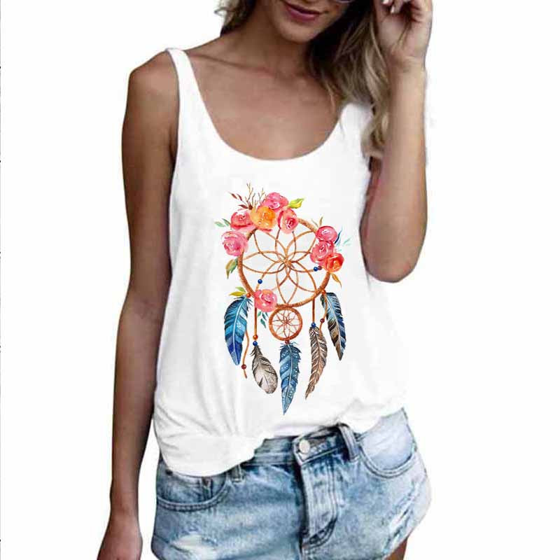 Topuri sexy de vară, Harajuku, fără mâneci, camisole, maiuri, vestă, pene, imprimeu, ocazional, tricou pentru femei, anilor '90