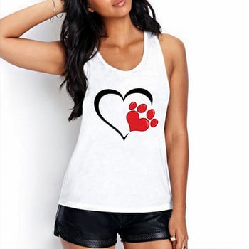 Γυναικείο γιλέκο φανελάκι Camisole Fashion Dog Print Paw T-shirts για ζευγάρια Streetwear Harajuku Casual αμάνικο μεγάλο μέγεθος Καλοκαίρι 2019