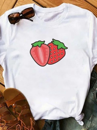 Maycaur Uus naiste T-särk Moodne ananassiga trükitud tops Naiste lühikeste varrukatega O-kaelusega T-särk Naiste suvised armsad särgid