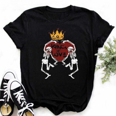 Maycaur Love Heart εμπριμέ γυναικείο μπλουζάκι Νέο μοντέρνο μπλουζάκι γυναικείο κοντομάνικο μπλουζάκι casual μαύρο μπλουζάκι Γυναικείο χαριτωμένο μπλουζάκι