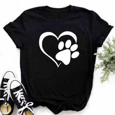 Maycaur Love Heart εμπριμέ γυναικείο μπλουζάκι Νέο μοντέρνο μπλουζάκι γυναικείο κοντομάνικο μπλουζάκι casual μαύρο μπλουζάκι Γυναικείο χαριτωμένο μπλουζάκι