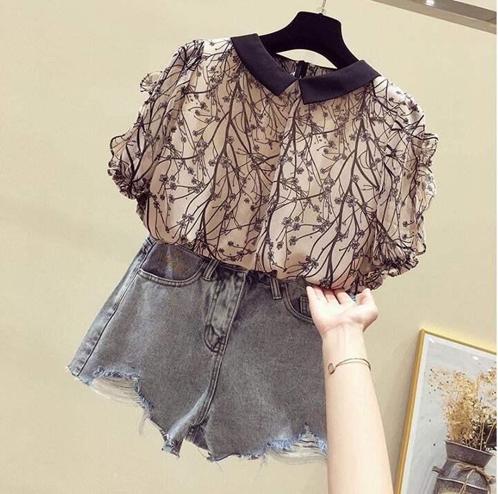 Ljeto 2020. Ženska šifonska bluza Košulja Ženske elegantne bluze Raznolike bluze Ženske bluze s Peter Pan kragnom Uredske dame