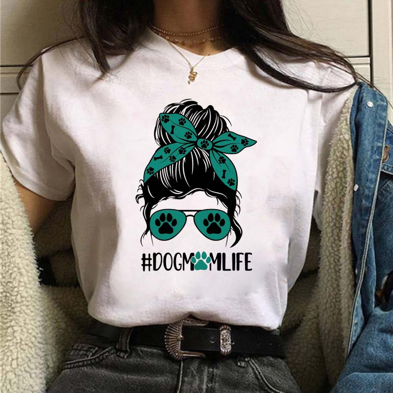 Maycaur Kawaii Harajuku Majica kratkih rukava sa smiješnim crtanim slikama Ženska majica s mamama Slatka majica s životinjama Pas Ulična majica Ullzang majica Ženska