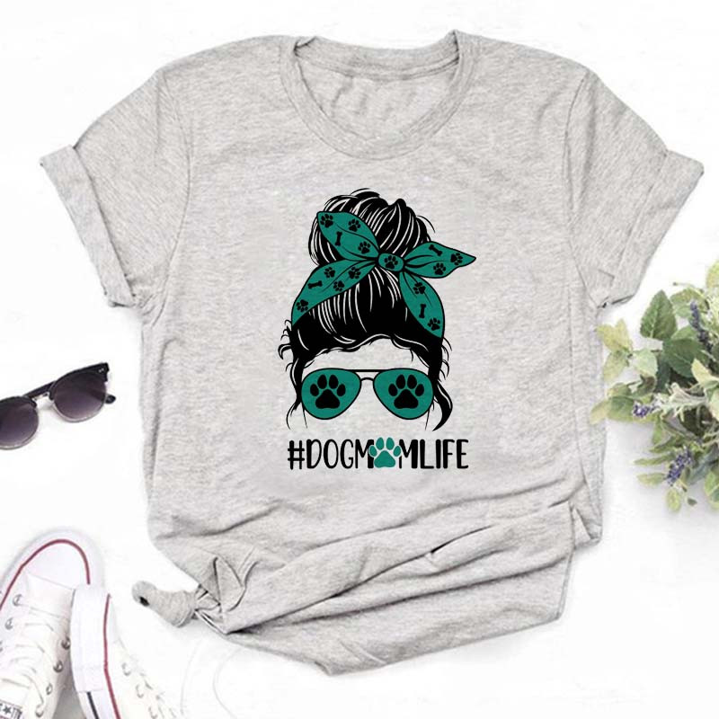 Maycaur Kawaii Harajuku Majica kratkih rukava sa smiješnim crtanim slikama Ženska majica s mamama Slatka majica s životinjama Pas Ulična majica Ullzang majica Ženska