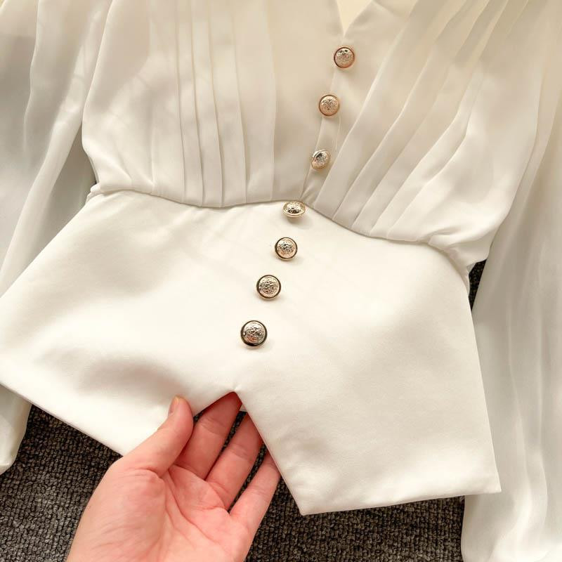 Ženske bluze čistog jednostavnog dizajna, asimetričnog korejskog stila, dame, tanke, prozračne, temperamentne, ljetne, s V-izrezom, seksi kratke, sveobuhvatne