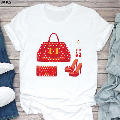 Ženska majica kratkih rukava Harajuku Ljetna modna torba za djevojke Ženska majica s printom Ležerna majica kratkih rukava Ženska gornja majica Bijela majica kratkih rukava