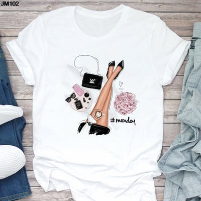 Ženska majica kratkih rukava Harajuku Ljetna modna torba za djevojke Ženska majica s printom Ležerna majica kratkih rukava Ženska gornja majica Bijela majica kratkih rukava