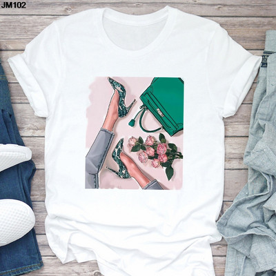 Ženska majica kratkih rukava Harajuku Ljetna modna torba za djevojke Ženska majica s printom Ležerna majica kratkih rukava Ženska gornja majica Bijela majica kratkih rukava