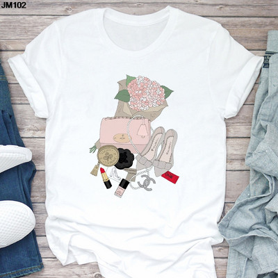Ženska majica kratkih rukava Harajuku Ljetna modna torba za djevojke Ženska majica s printom Ležerna majica kratkih rukava Ženska gornja majica Bijela majica kratkih rukava