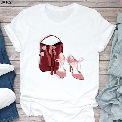 Ženska majica kratkih rukava Harajuku Ljetna modna torba za djevojke Ženska majica s printom Ležerna majica kratkih rukava Ženska gornja majica Bijela majica kratkih rukava