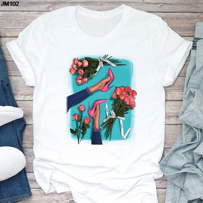 Ženska majica kratkih rukava Harajuku Ljetna modna torba za djevojke Ženska majica s printom Ležerna majica kratkih rukava Ženska gornja majica Bijela majica kratkih rukava