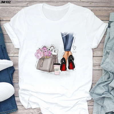 Ženska majica kratkih rukava Harajuku Ljetna modna torba za djevojke Ženska majica s printom Ležerna majica kratkih rukava Ženska gornja majica Bijela majica kratkih rukava