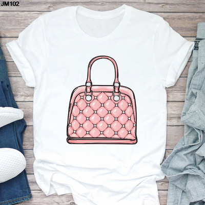 Ženska majica kratkih rukava Harajuku Ljetna modna torba za djevojke Ženska majica s printom Ležerna majica kratkih rukava Ženska gornja majica Bijela majica kratkih rukava