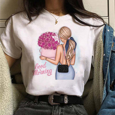 Coffee Girl Fashion Women Print T-särk Uus must naiste vabaaja ülaosa ümara kaelusega Harajuku 90ndate Kawaii lühikeste varrukatega särk