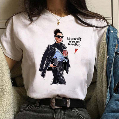 Coffee Girl Fashion Women Print T-särk Uus must naiste vabaaja ülaosa ümara kaelusega Harajuku 90ndate Kawaii lühikeste varrukatega särk