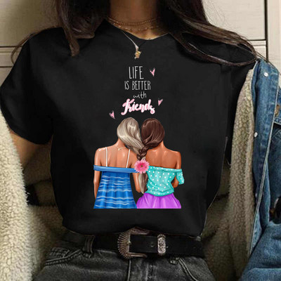 Coffee Girl Fashion Women Print T-särk Uus must naiste vabaaja ülaosa ümara kaelusega Harajuku 90ndate Kawaii lühikeste varrukatega särk