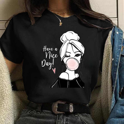 Coffee Girl Fashion Women Print T-särk Uus must naiste vabaaja ülaosa ümara kaelusega Harajuku 90ndate Kawaii lühikeste varrukatega särk