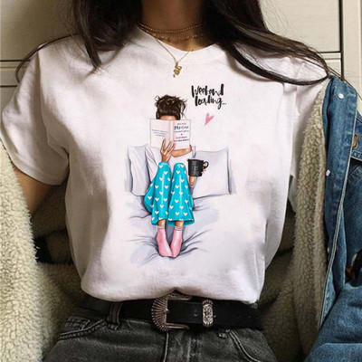 Coffee Girl Fashion Women Print T-särk Uus must naiste vabaaja ülaosa ümara kaelusega Harajuku 90ndate Kawaii lühikeste varrukatega särk