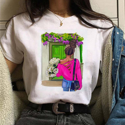 Coffee Girl Fashion Women Print T-särk Uus must naiste vabaaja ülaosa ümara kaelusega Harajuku 90ndate Kawaii lühikeste varrukatega särk