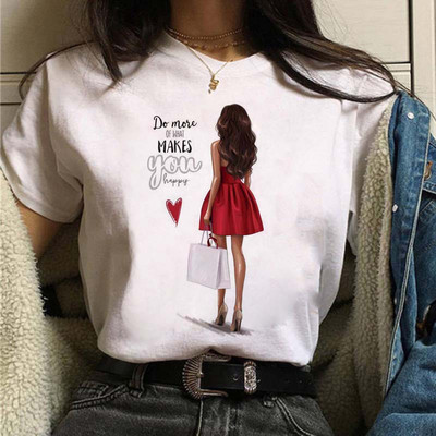 Coffee Girl Fashion Women Print T-särk Uus must naiste vabaaja ülaosa ümara kaelusega Harajuku 90ndate Kawaii lühikeste varrukatega särk