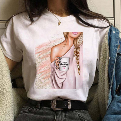 Coffee Girl Fashion Women Print T-särk Uus must naiste vabaaja ülaosa ümara kaelusega Harajuku 90ndate Kawaii lühikeste varrukatega särk